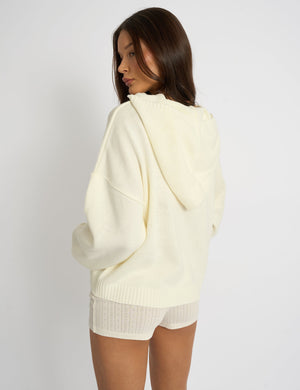 Kaiia Studio Knitted Hoodie Cream