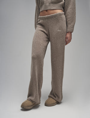 Kaiia Knit Wide Leg Trousers Taupe