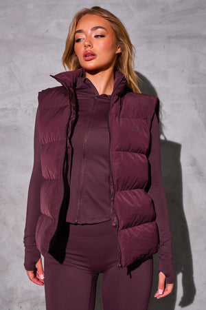 Kaiia Studio Padded Gilet Deep Burgundy