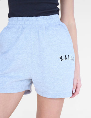 Kaiia Logo Sweat Shorts Grey Marl & Black