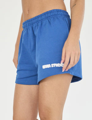 Kaiia Studio Bubble Logo Mini Sweat Shorts Blue