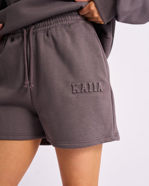 Kaiia Embossed Logo Sweat Shorts Dark Grey