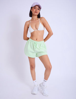 Kaiia Studio Bubble Logo Mini Sweat Shorts Lime & Lilac