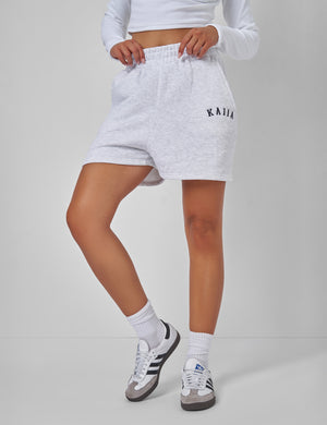 Kaiia Sweat Logo Shorts In Grey Marl