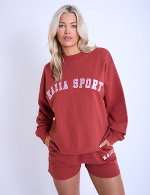 Kaiia Sport Oversized Sweatshirt Rust & Pink