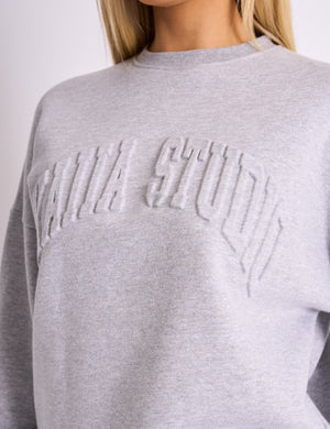 Kaiia Studio Embossed Logo Oversized Sweatshirt Grey Marl