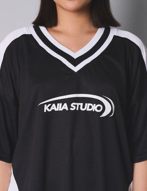 Kaiia Studio Football Shirt Black White