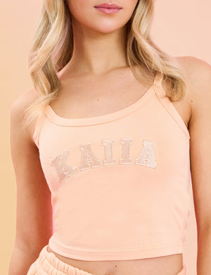 Kaiia Logo Cami Vest Top Peach