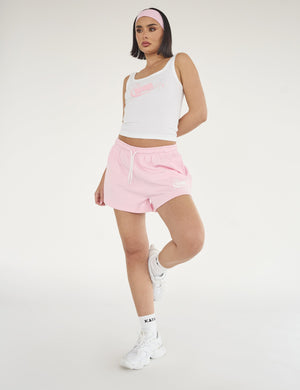 Kaiia Star Bubble Logo Vest Top White & Baby Pink