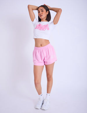 Kaiia Studio Bubble Logo Baby Tee White & Pink