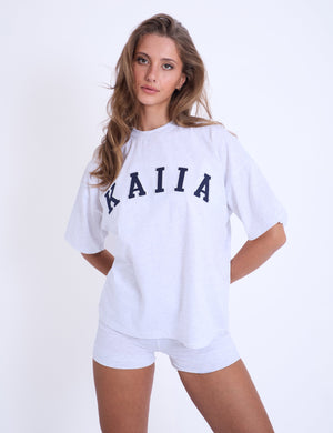 Kaiia Oversized T-shirt Grey Marl & Navy