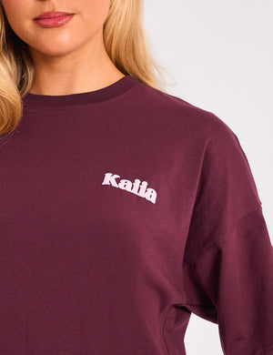 Kaiia Cherry Graphic Oversized T-shirt Plum & Pink