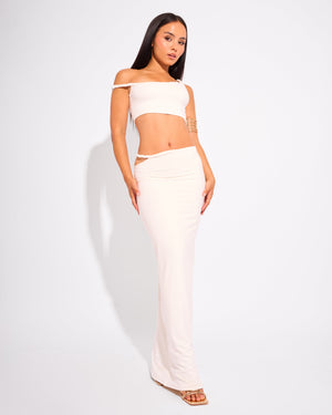 Slinky Twist Strap Crop Top White