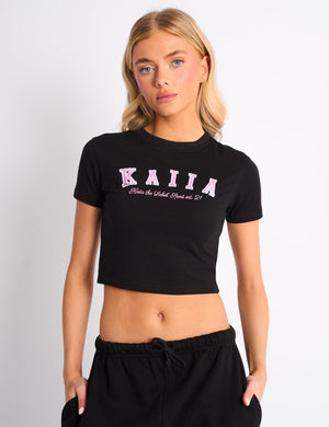 Kaiia Logo Baby Tee Black & Pink