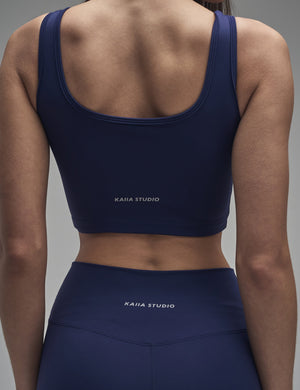 Kaiia Sculpt Square Neck Crop Top Navy