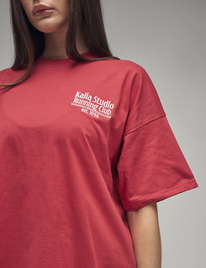 Kaiia Running Club Logo Oversized T-Shirt Red