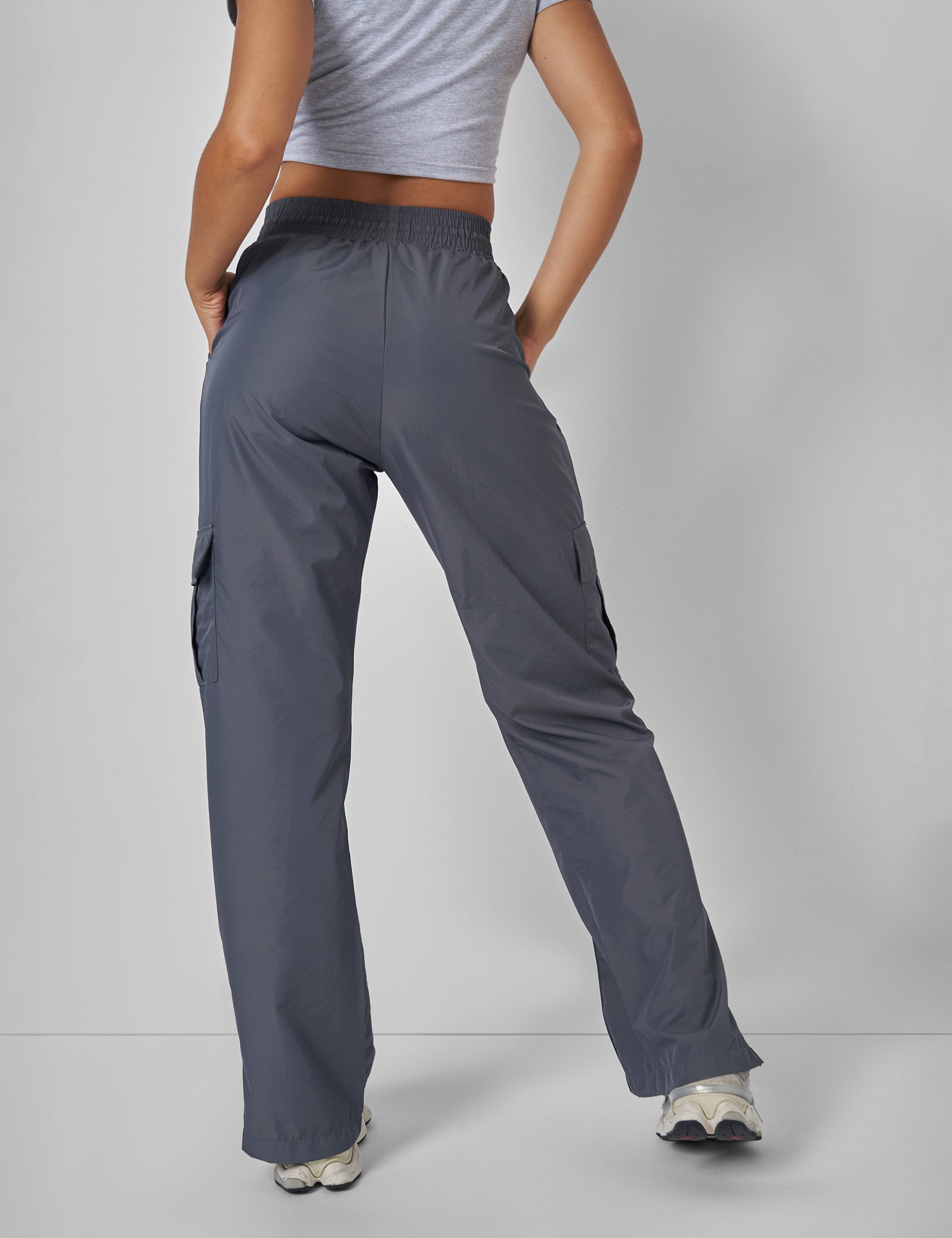 Split Hem Cargo Trousers Grey