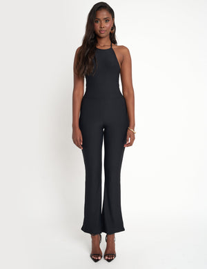 Tie Back Luxe Slinky Jumpsuit Black