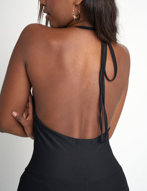 Tie Back Luxe Slinky Jumpsuit Black