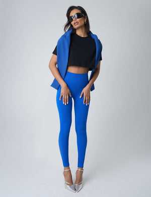 Ribbed High Waisted Leggings Cobalt Blue