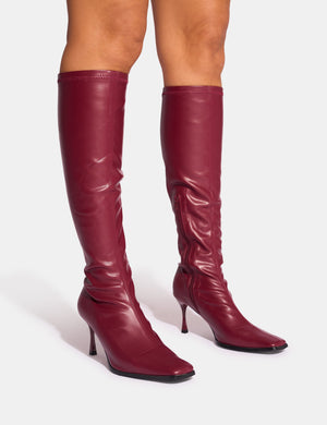 Burgundy sock boots hotsell