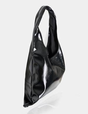 The Shadow Black Patent Slouchy Hobo Tote Bag