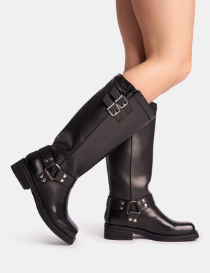 Sirius Black Vintage Buckle Knee Hight Flat Boots