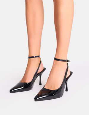 Sweet Talk Black Ankle Strap Court Heels