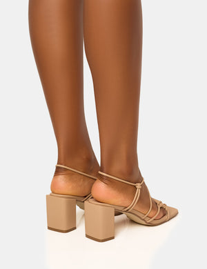 Taryn Nude Knotted Upper Block Mid Heel Sandals