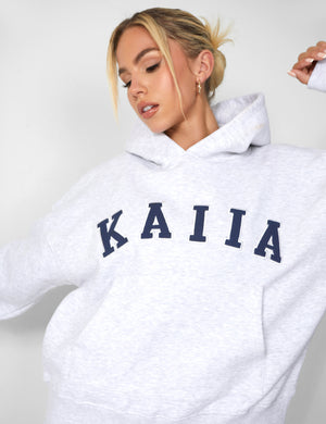 Kaiia Oversized Logo Hoodie In Grey Marl