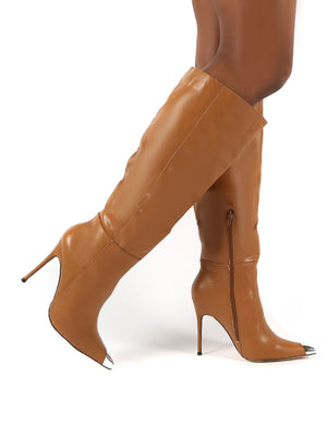 Forgive Tan Pu Wide Fit Heeled Knee High Boots