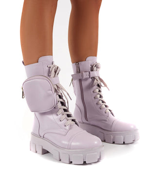 Intention Lilac Wide Fit Chunky Sole Pouch Ankle Boots