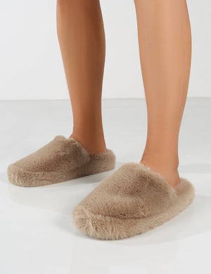 Baloo Stone Faux Fur Fluffy Slipper