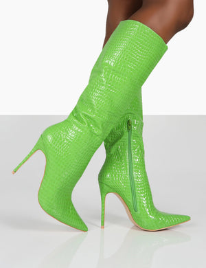 Lime green sale thigh high boots