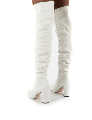 Theirs White PU Over the Knee Boots
