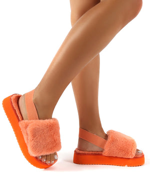 Funky Coral Platform Chunky Sole Velcro Strap Slippers