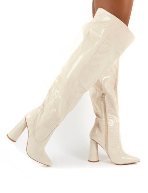 Hometown Bone Croc Over The Knee Heeled Boots