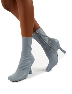 Violate Blue Square Toe Heeled Ankle Boot