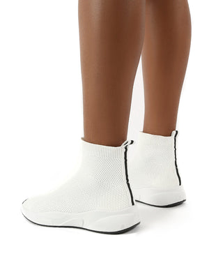Pursue White Knit Sock Fit Trainers