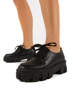 Candid Black Chunky Sole Lace Up Creeper