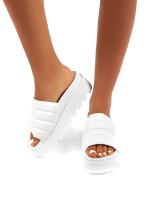 Codie White PU Chunky Platform Sliders