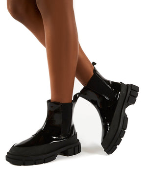 Fae Black Patent Ankle Boots