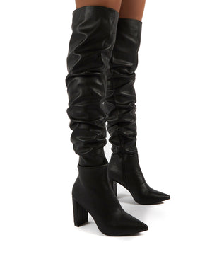 Theirs Black PU Over the Knee Boots