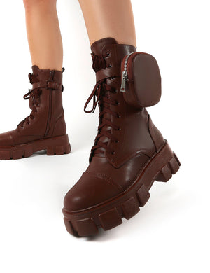 Intention Chocolate Chunky Sole Pouch Ankle Boots