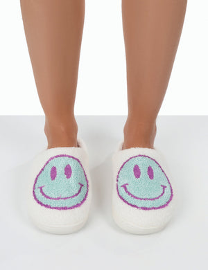 Smile Purple Printed Smiley Face Slippers