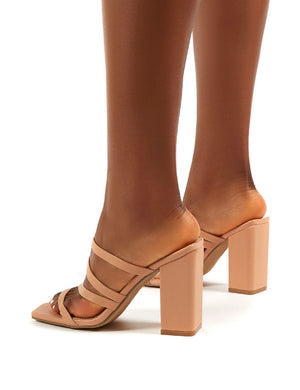 Kalia Nude Wide Fit Strappy Block Heel