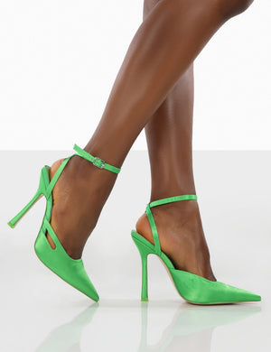 Adapt Lime Satin Pointed Toe Court Heels