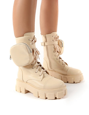 Intention Nude Chunky Sole Pouch Ankle Boots