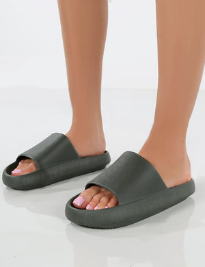 Solar Dark Grey Rubber Flat Sliders