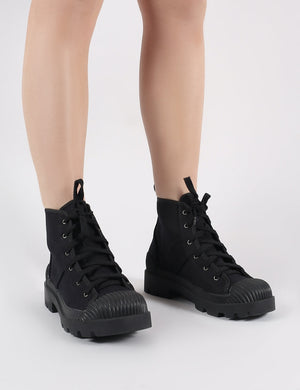 Greenland Ankle Boots in Black Canvas